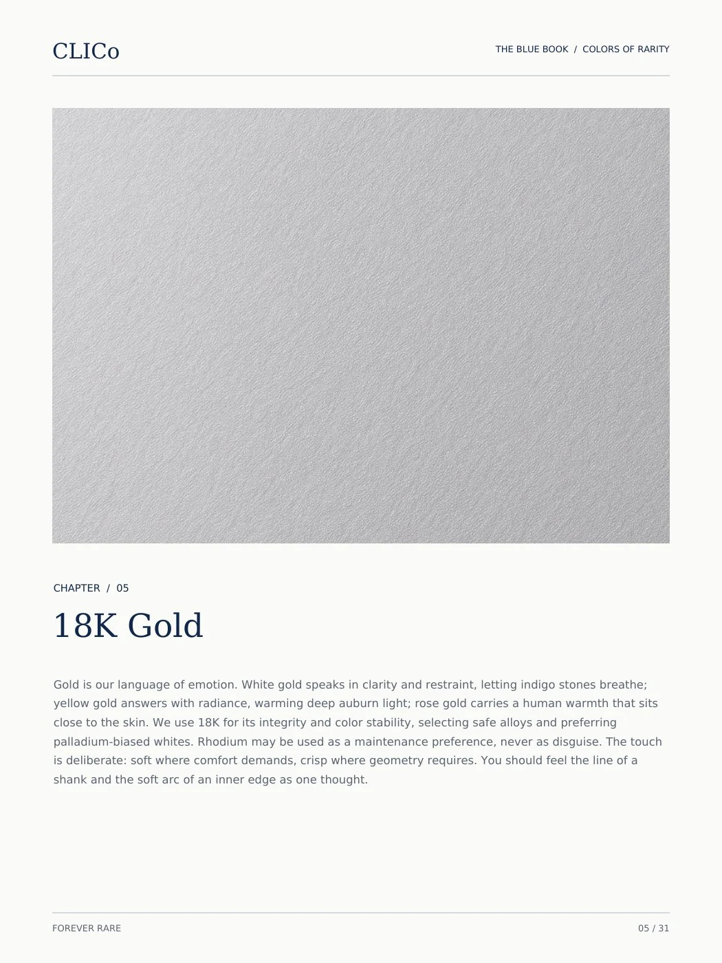 CLICO Blue Book page 5: 18K Gold