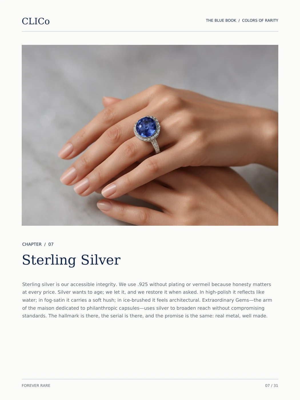 CLICO Blue Book page 7: Sterling Silver