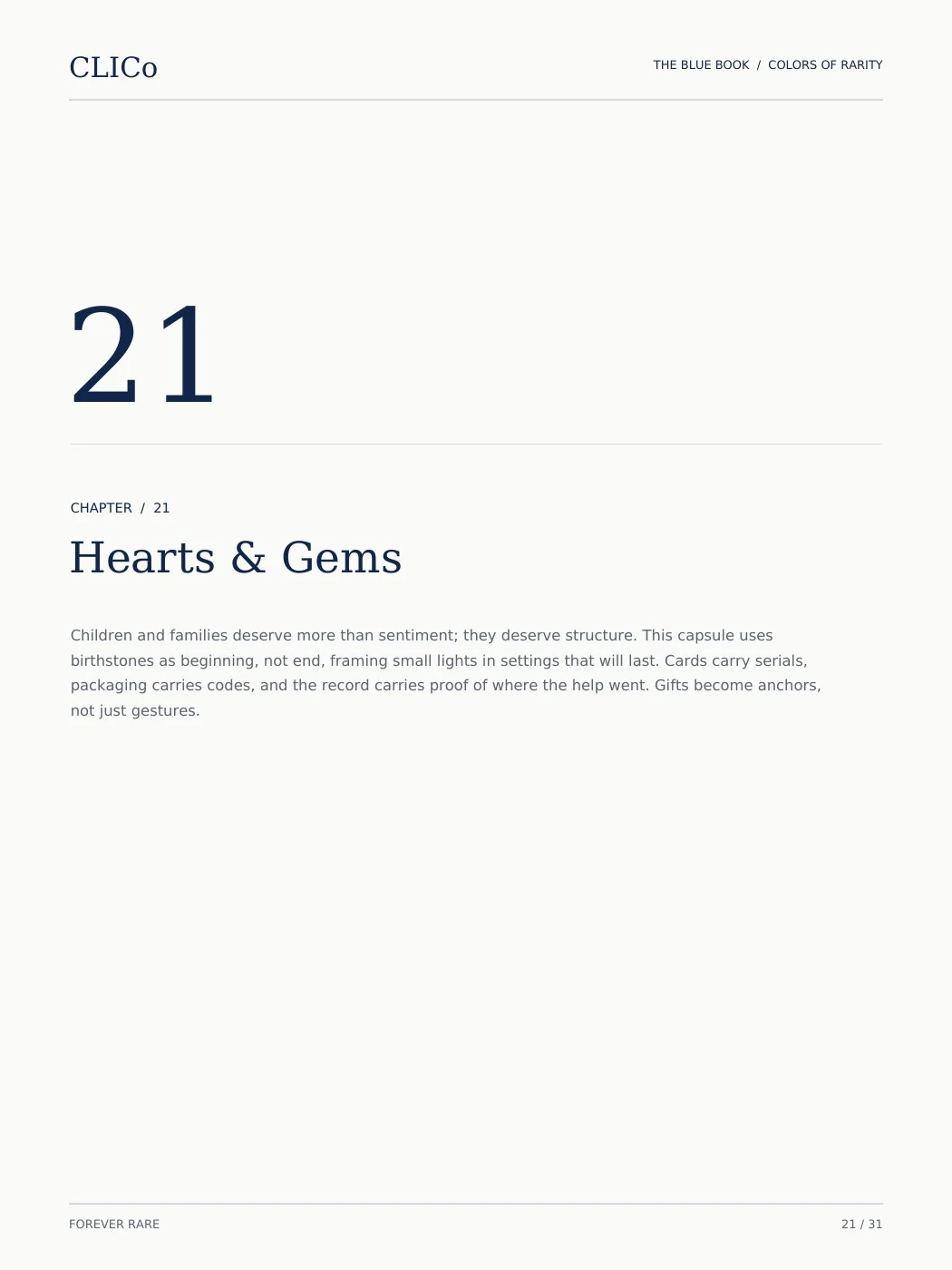 CLICO Blue Book page 21: Hearts & Gems