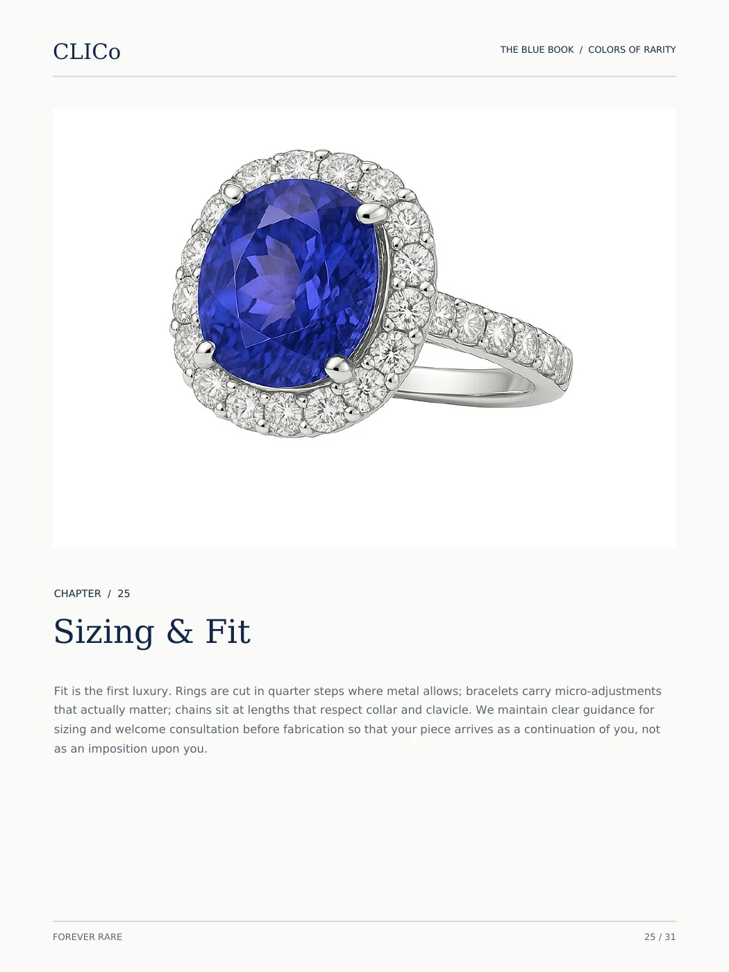 CLICO Blue Book page 25: Sizing & Fit