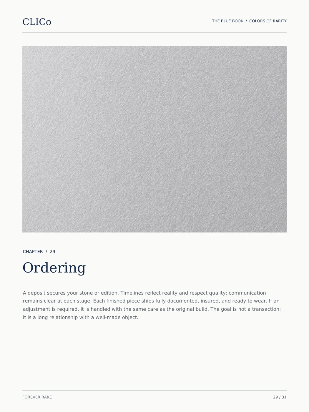 CLICO Blue Book page 29: Ordering